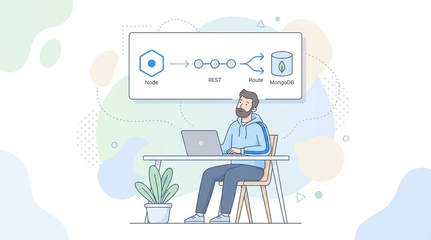 Lenoshub backend engineer designing a REST API flow from Node and Express routes into MongoDB.