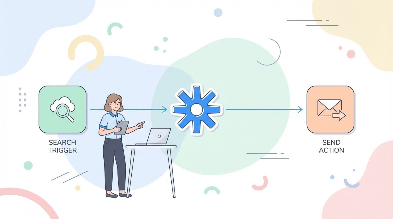 Lenoshub specialist setting up a simple Zapier automation that sends emails from a single trigger.