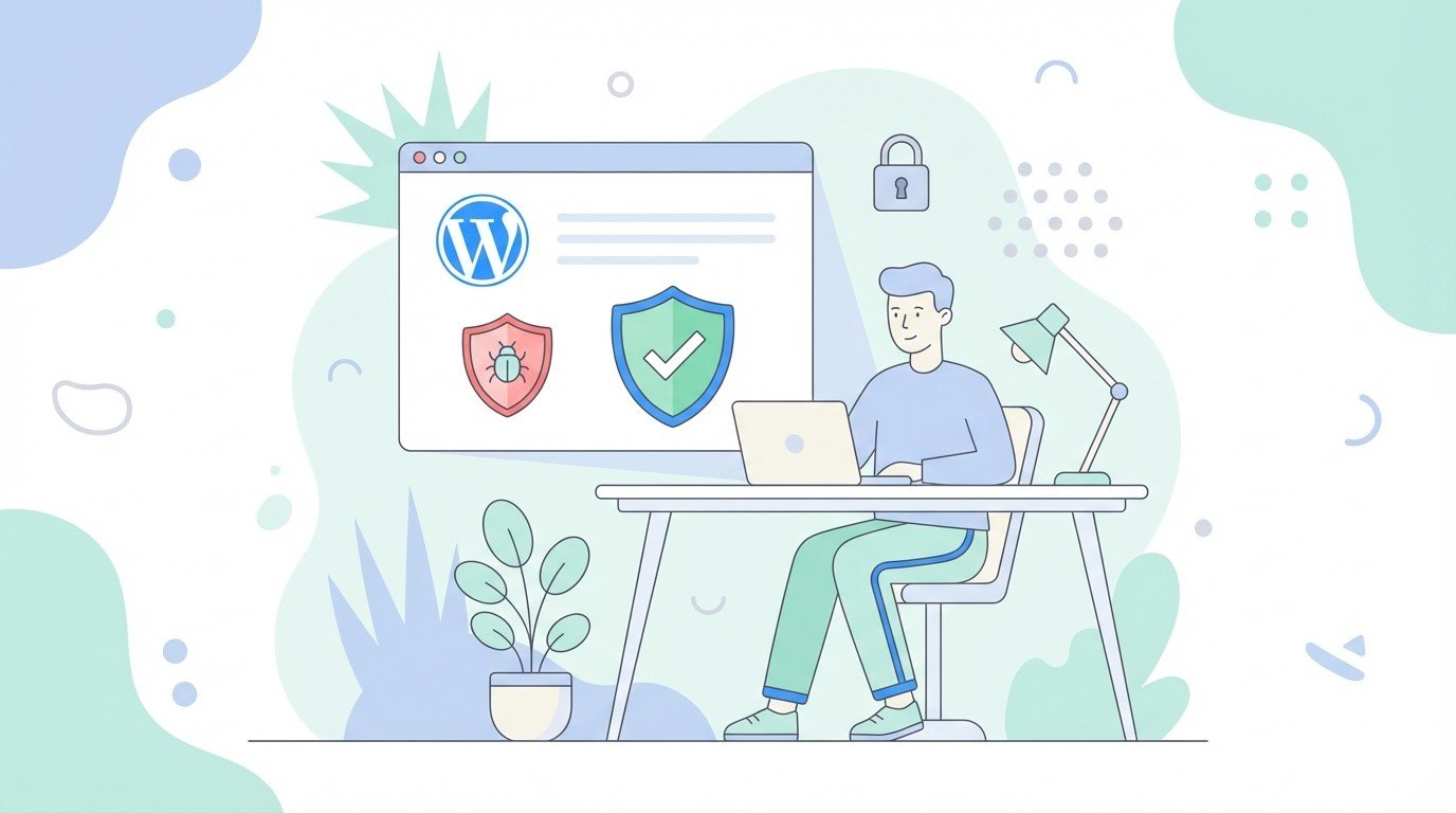 Lenoshub security expert cleaning a hacked WordPress site, removing malware and adding protection shields on the dashboard.