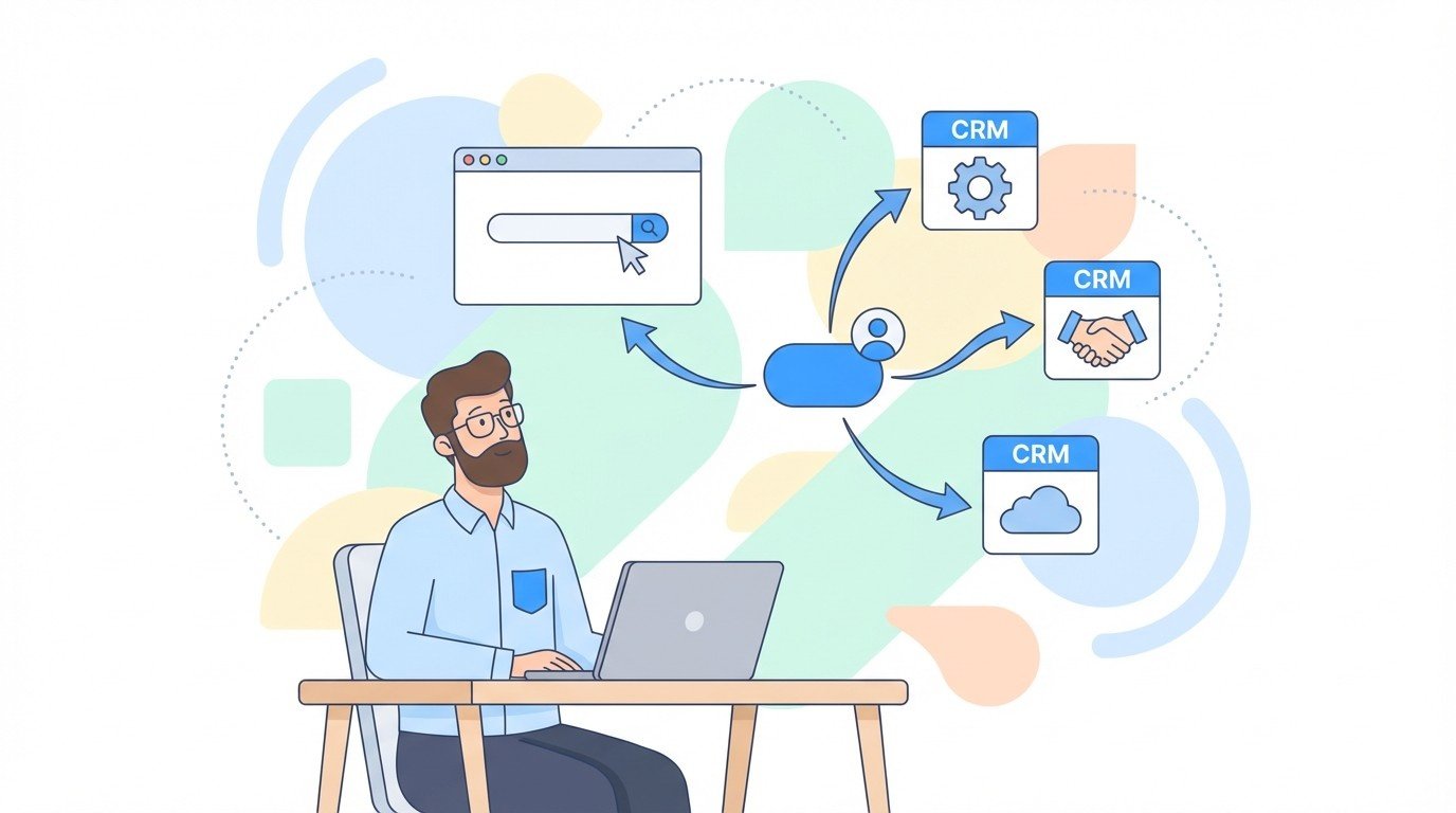 Lenoshub consultant connecting a website to multiple CRM systems like HubSpot Zoho and Pipedrive.
